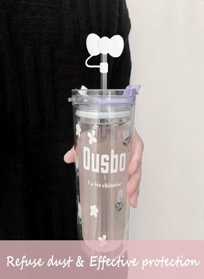 GAISHION 5 pcs Cute Bow Straw Covers Cap Toppers Tips Compatible with Stanley 40/30 oz Tumbler Cups,Reusable Cute Silicone Straw Lids Protectors for 0.4 in/10mm Stanley Cups Straws Accessories - Image 3
